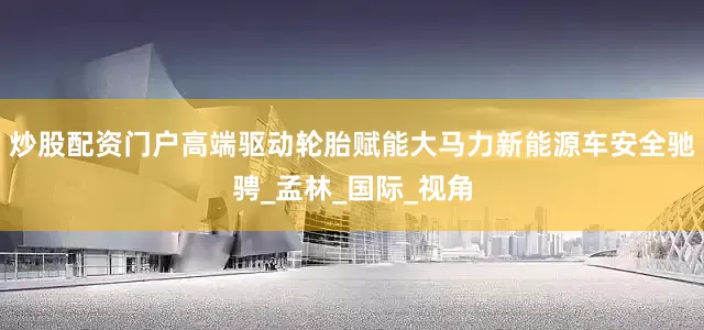 炒股配资门户高端驱动轮胎赋能大马力新能源车安全驰骋_孟林_国际_视角
